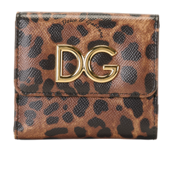 Dolce & Gabbana Leopard Print Dauphine Small Wallet, Leather, Brown, 3*